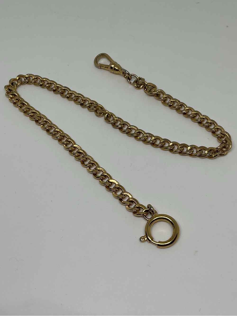 Vintage Gold Tone Curb Link Watch Chain Fob